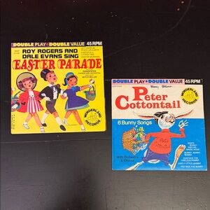 2 Vintage Children’s 45 RPM Vinyl Records Peter Cottontail & Easter Parade